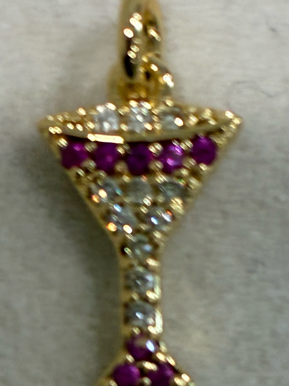 Gold Martini Glass Pendant Necklace with Purple Stones - Women Jewelry